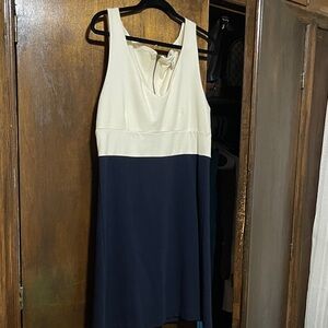 J. Crew Cream and Navy Mini Dress